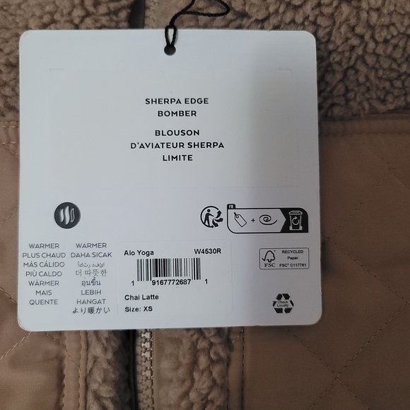 ALO Yoga Sherpa Edge Bomber Jacket NWT In Chai Latte - Picture 4 of 8